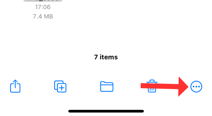 Files app highlighting the three dots menu