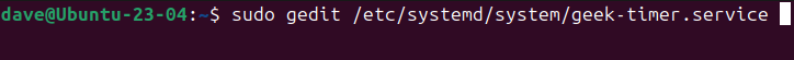 Creating the geek-timer.service file