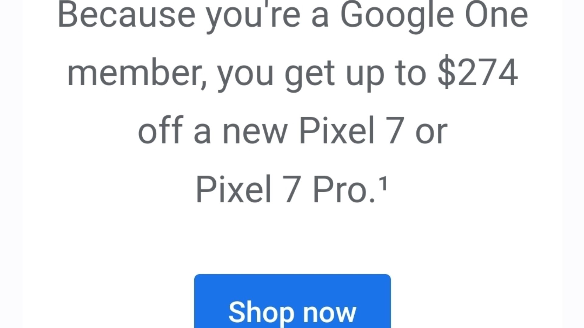 Pixel 7 Google One deal email