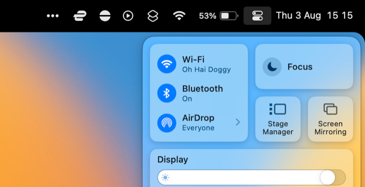AirDrop enabled in macOS Control Center