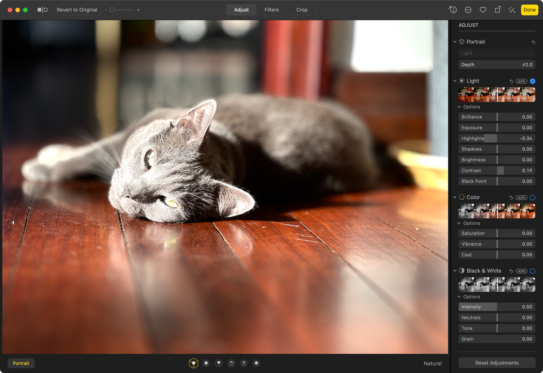 Editing a photo shot on an iPhone with Apple Photos