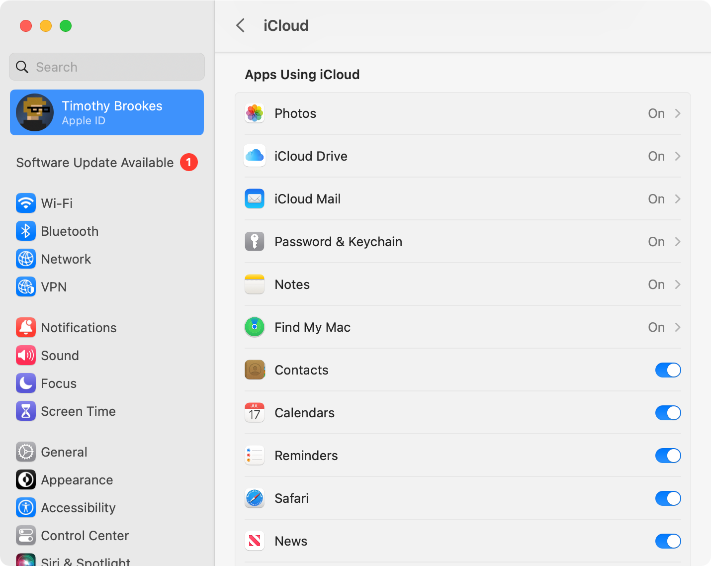 View a list of apps using iCloud on Mac