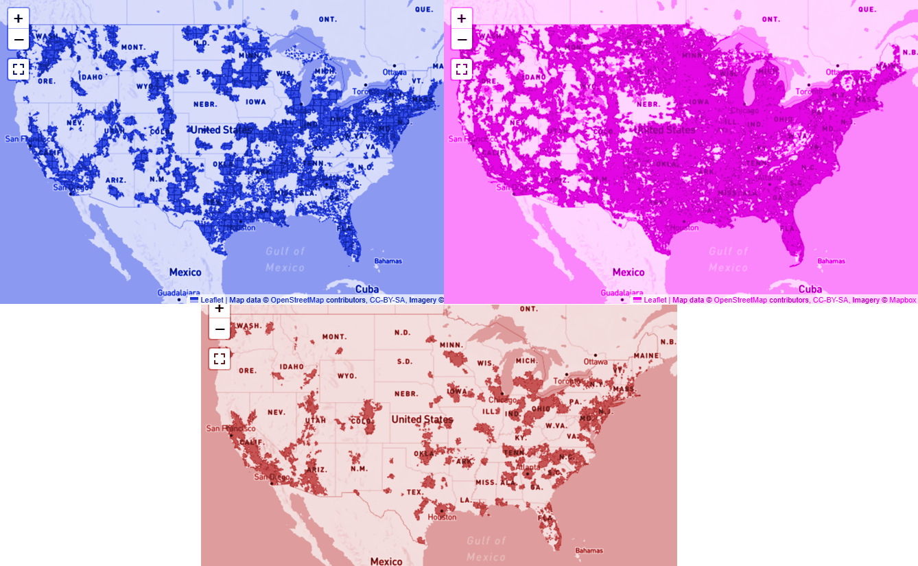 Carrier coverage maps for 5G.