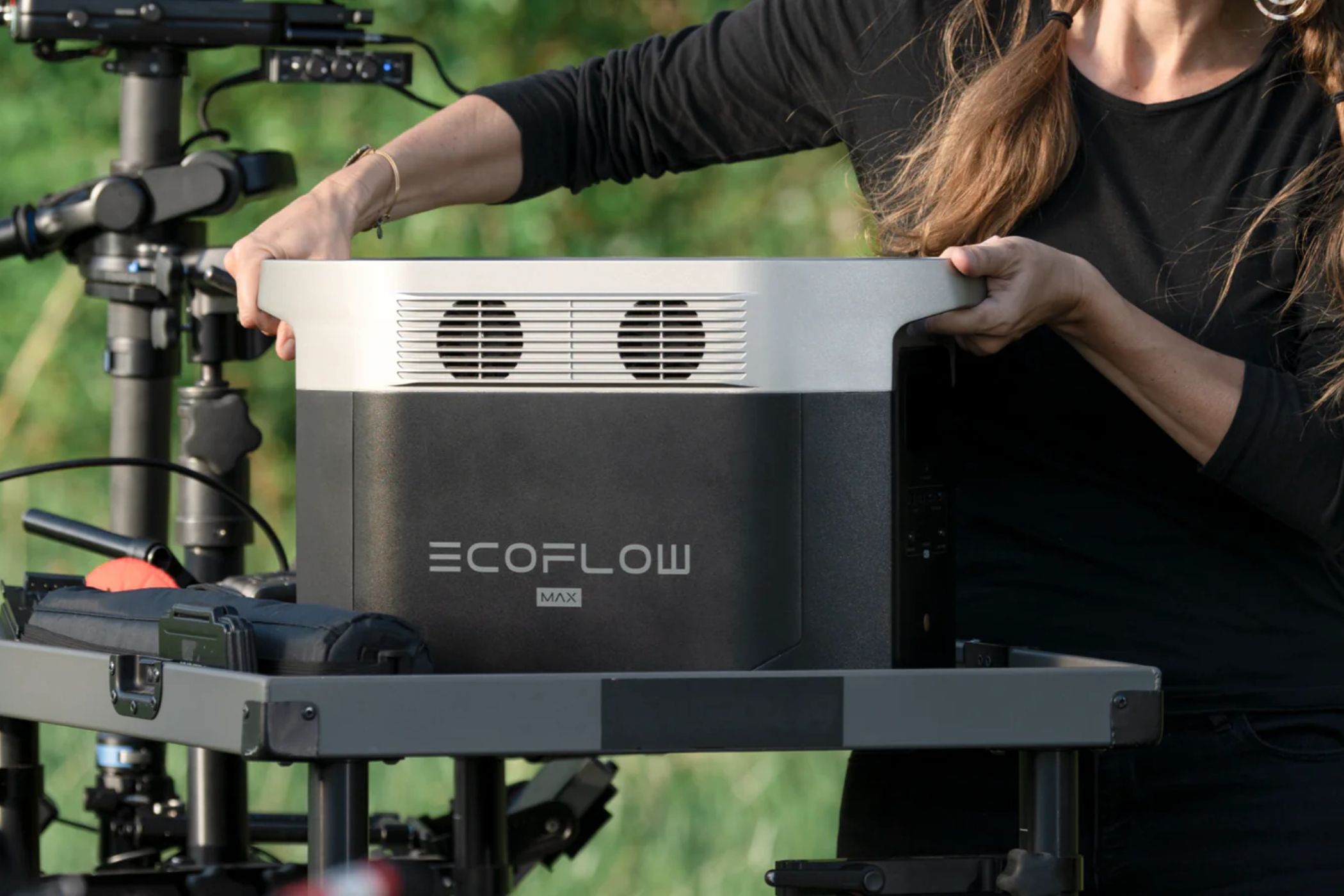 EcoFlow Delta Max power station being used outdoors.