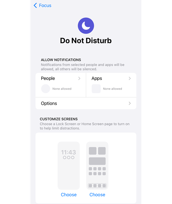 Do Not Disturb settings on an iPhone. 