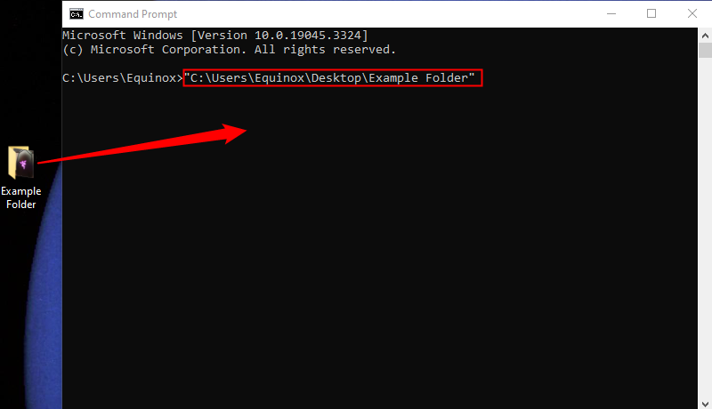Drag your folder on to the Command Prompt to grab the folder's path. 
