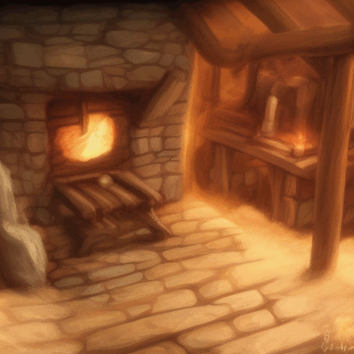 A hearth burning in a Dungeons and Dragons-style tavern.