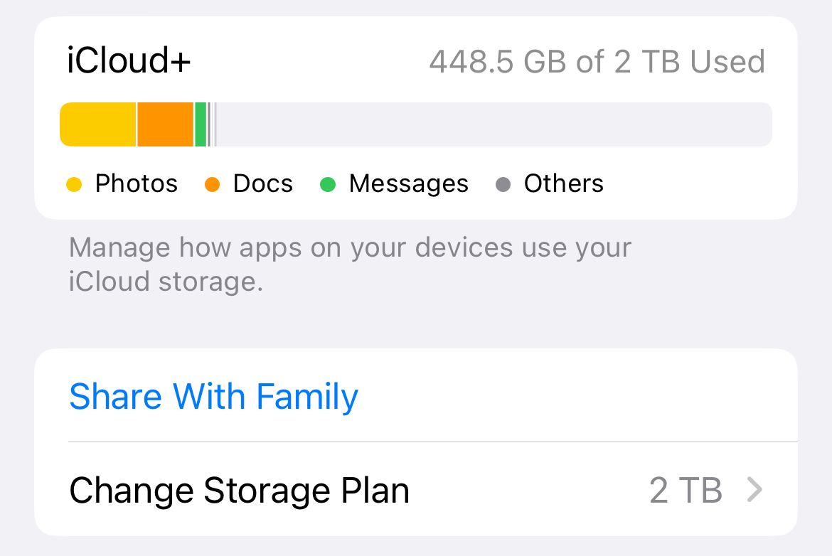 View total iCloud storage space usage on iPhone