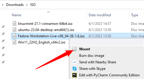 Right-click your ISO file, then select 