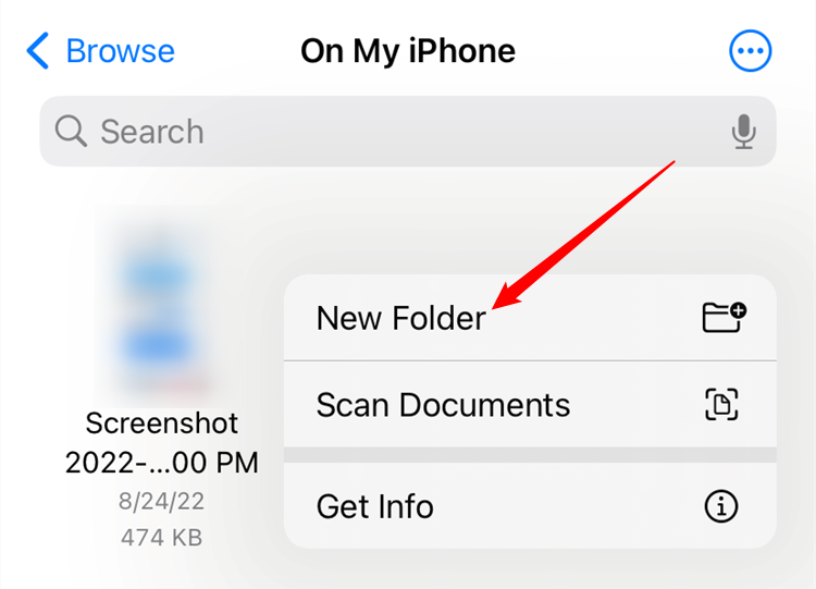 Press and hold empty space to create a new folder.