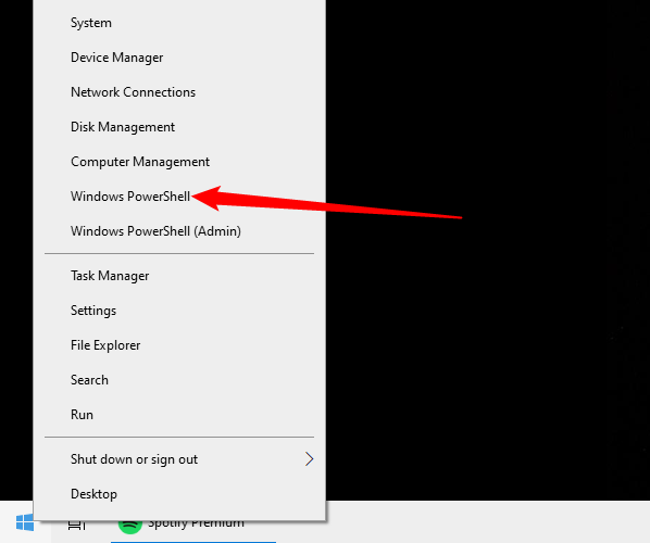 Press Windows+X to open the Power User menu, then click 