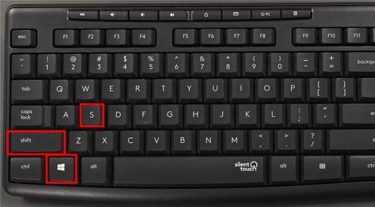 Press and hold the Windows and Shift keys, then tap the S key. 