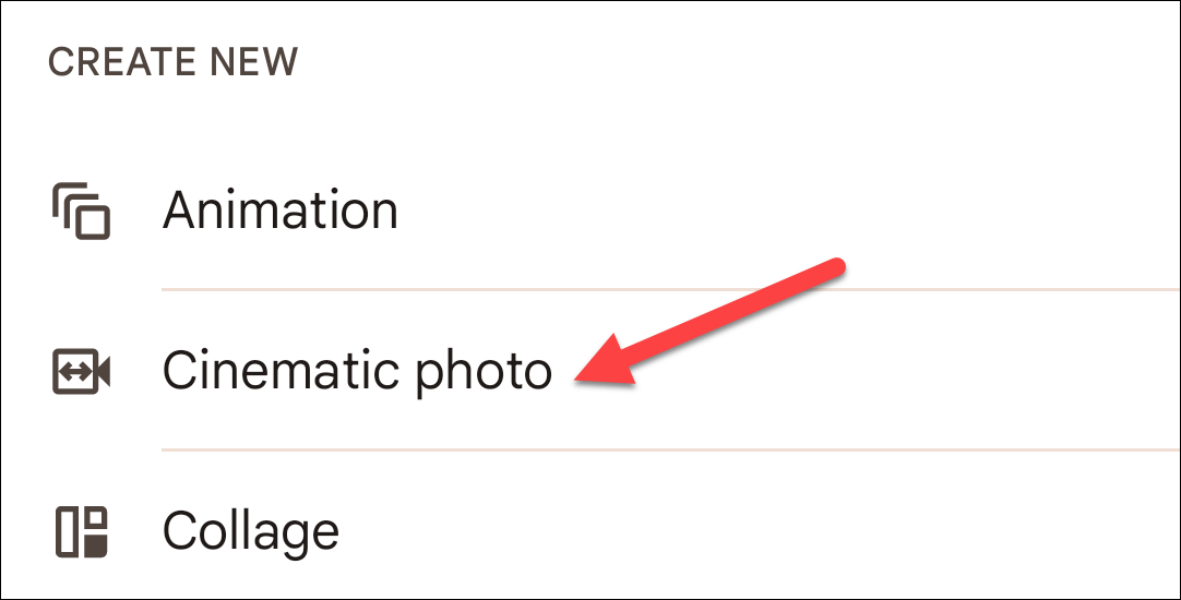 Select &ldquo;Cinematic Photo.&quot;