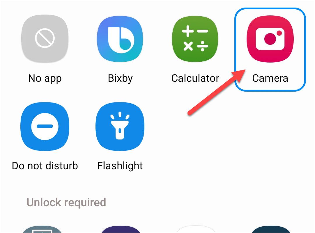 Select a shortcut or app from the list.