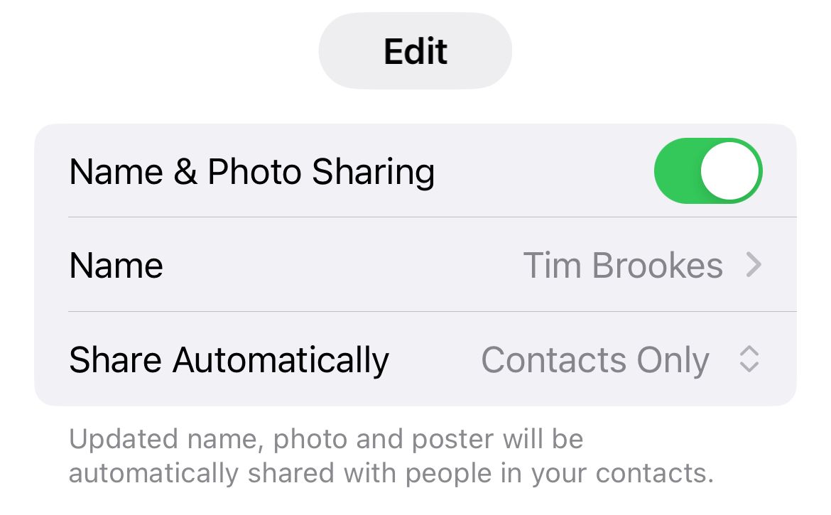 Contact poster sharing settings