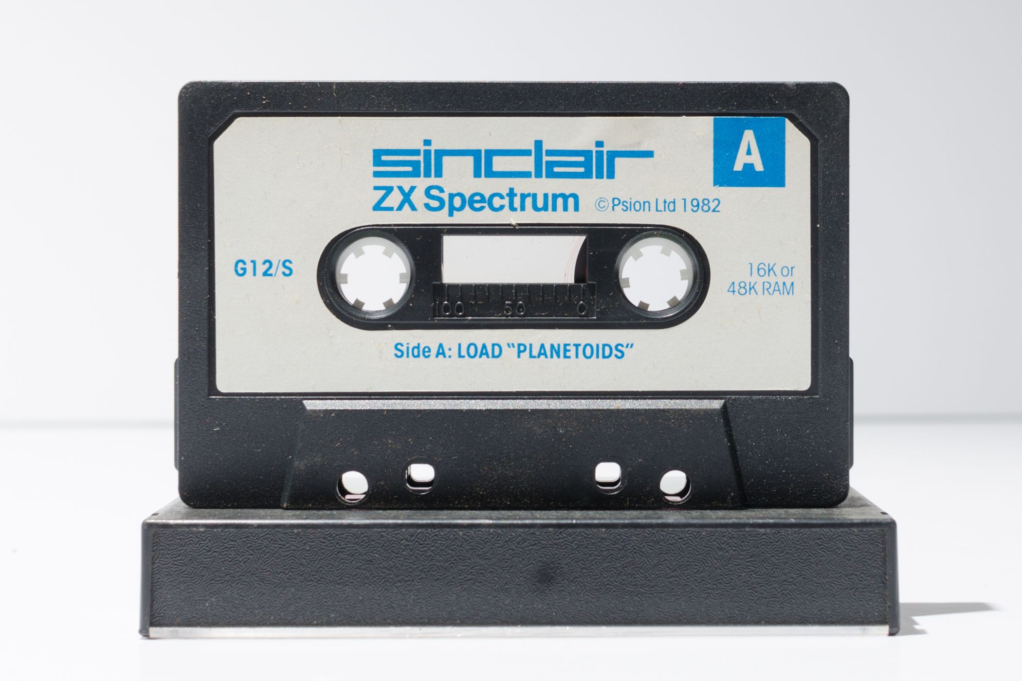 Retro vintage Spectrum Sinclair 48k arcade video game classic, Planetoids and Missile software, in cassette format.