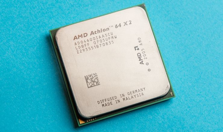 Athlon 64 X2 CPU on blue background