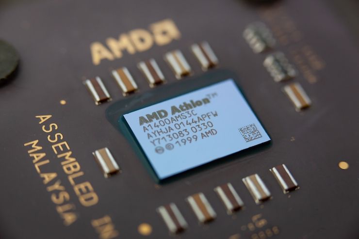 An AMD Athlon CPU without an integrated heat spreader