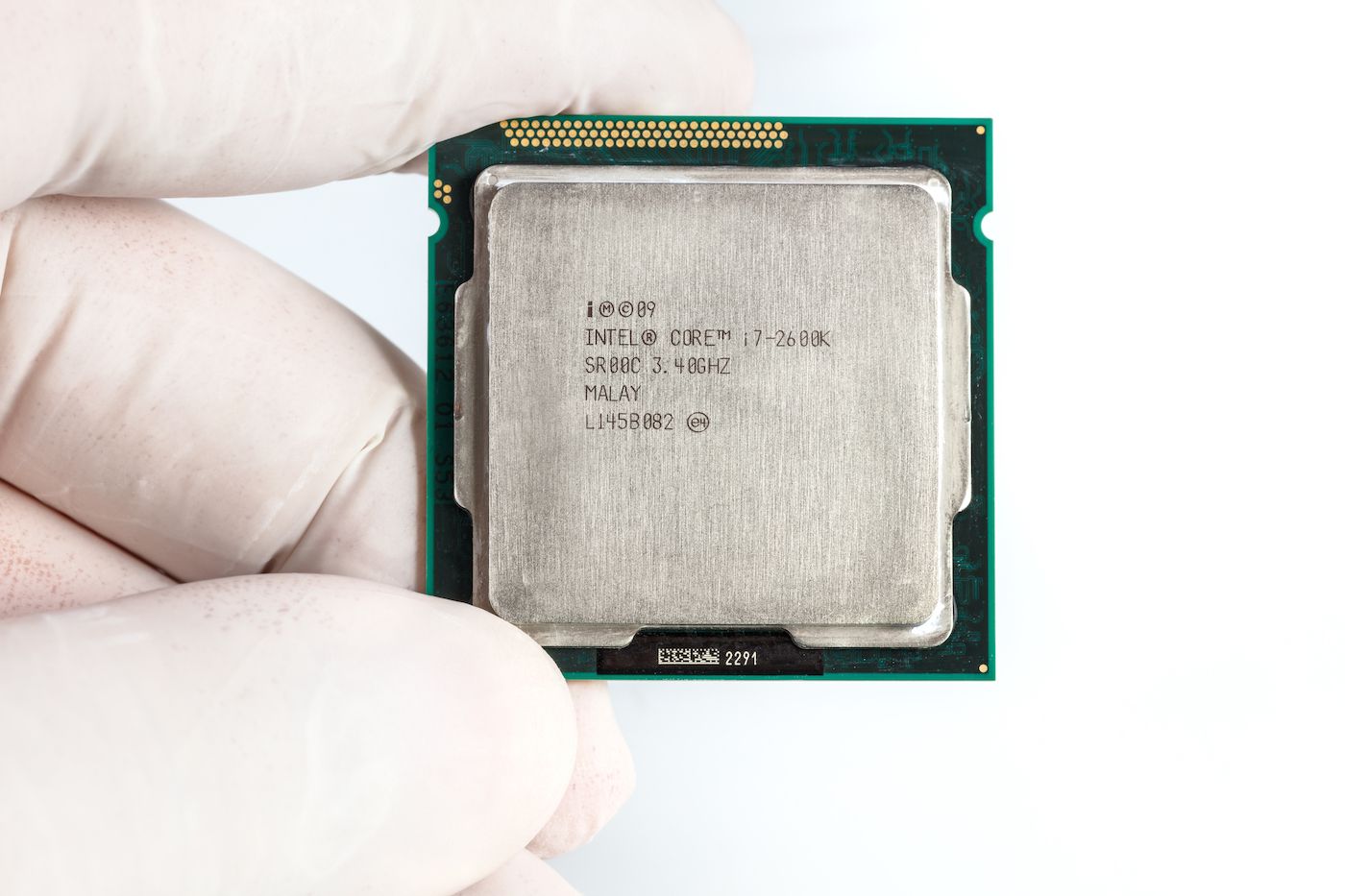 CPU isolated on white background, an Intel Core i7-2600K SR00.