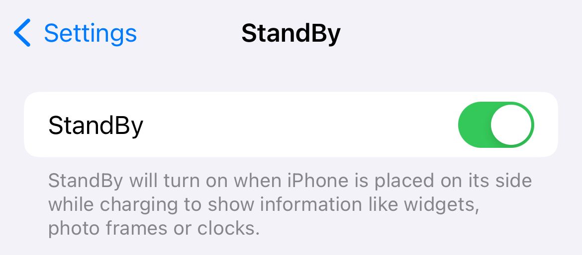 Disable StandBy mode under Settings