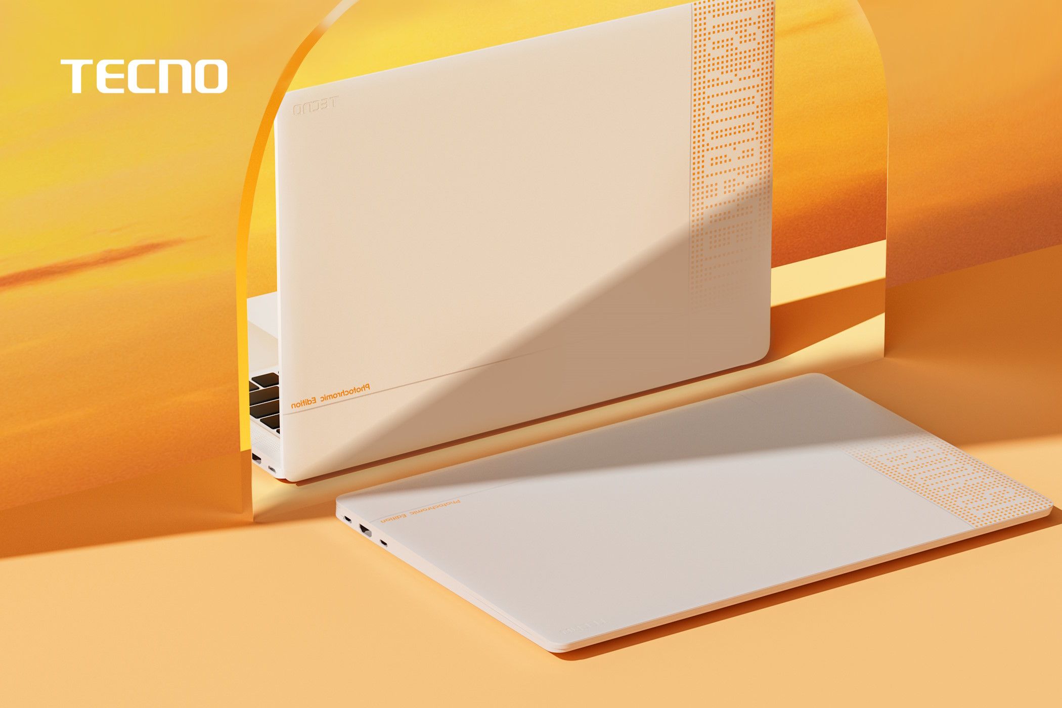 tecno megabook t1 laptop on yellow background