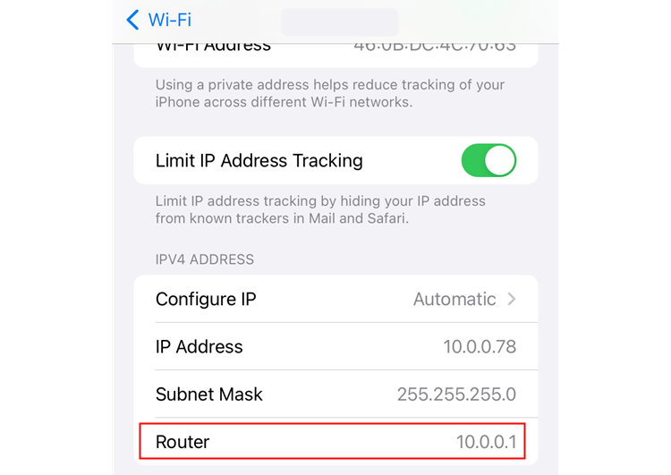 Your router's IP is displayed in the 