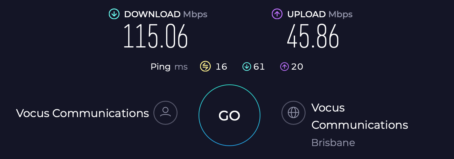 Running a speed test using Wi-Fi