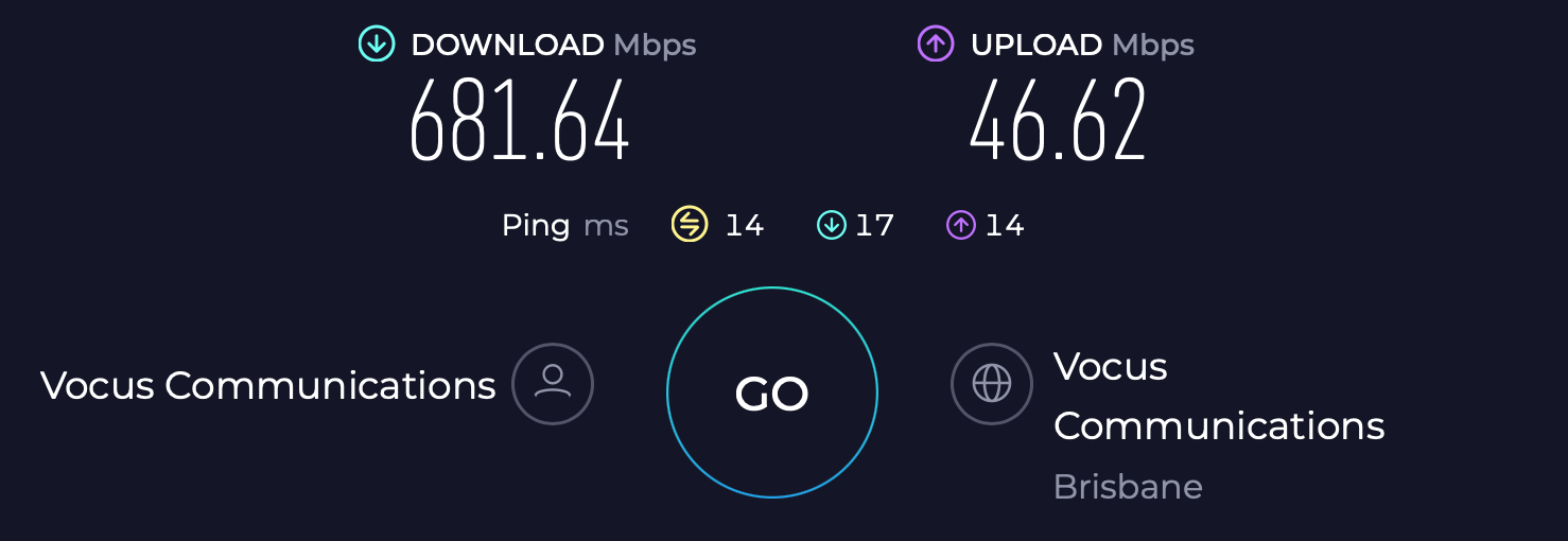 Running a speed test using a wired (Ethernet) connection