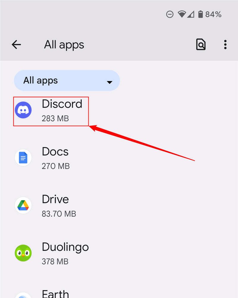 Tap the "Discord" button in the apps list. 