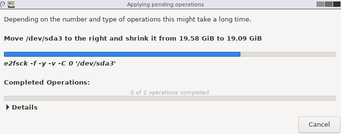 boot partition resizing start