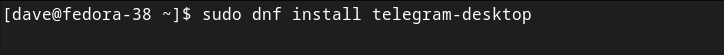 Using the dnf command to install the Telegram desktop client on Fedora Linux