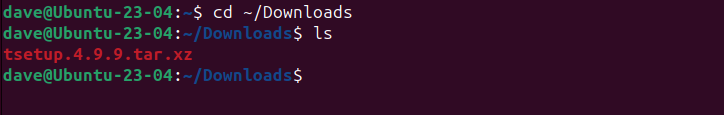 Changing into the ~/Downloads directory