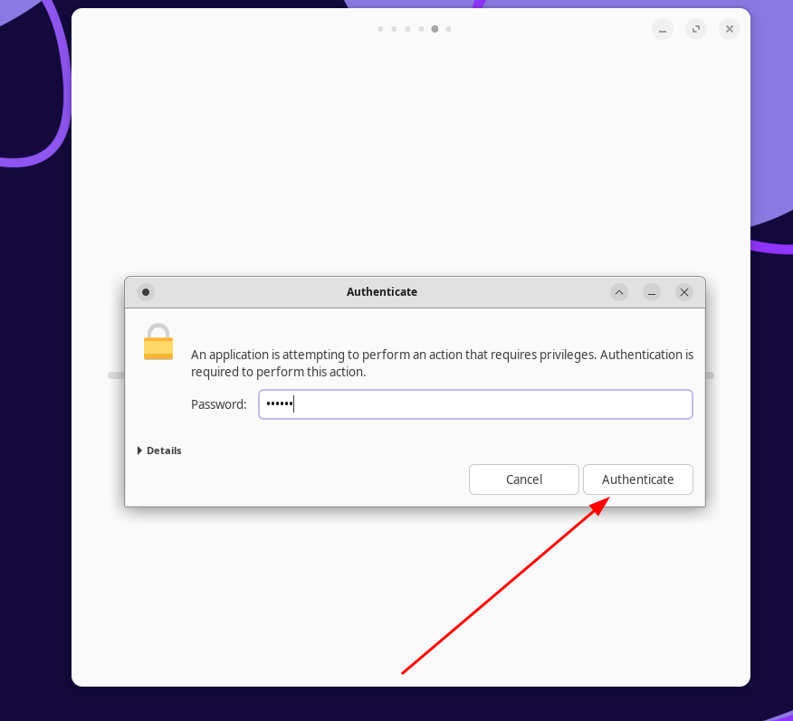 enter your password to authenticate