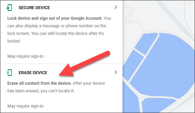 Google Find My Device "Erase Device" tool.