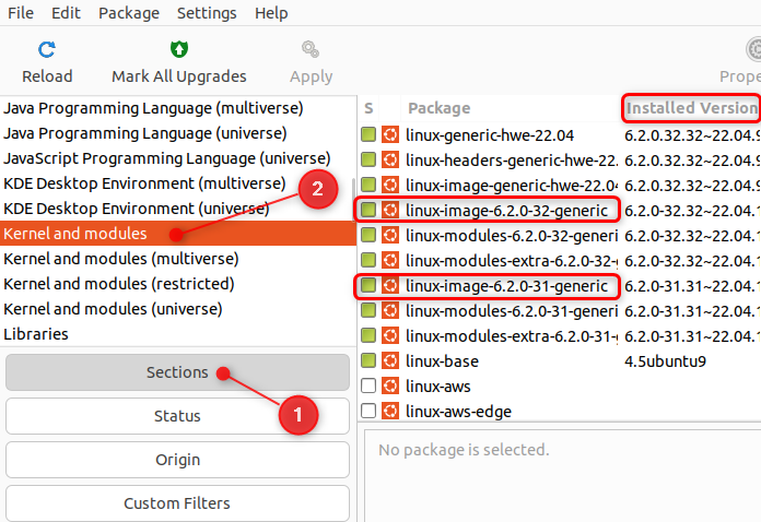 Finding unused Kernel and modules from section window