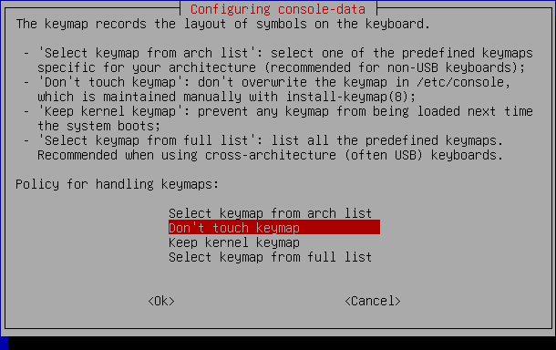 GParted language and keymap selection