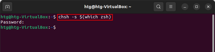 Changing the shell to ZSH. 