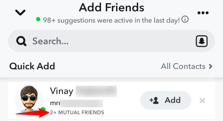 See mutual friends count on Snapchat.