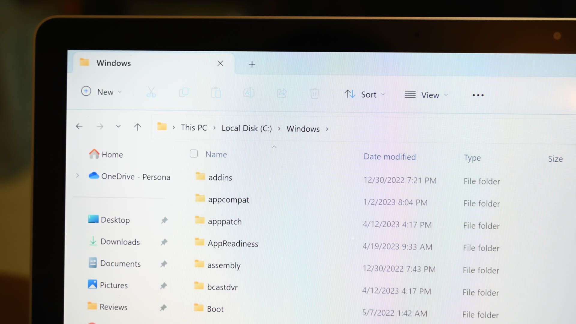 Windows 11 File Explorer open to the Windows folder.
