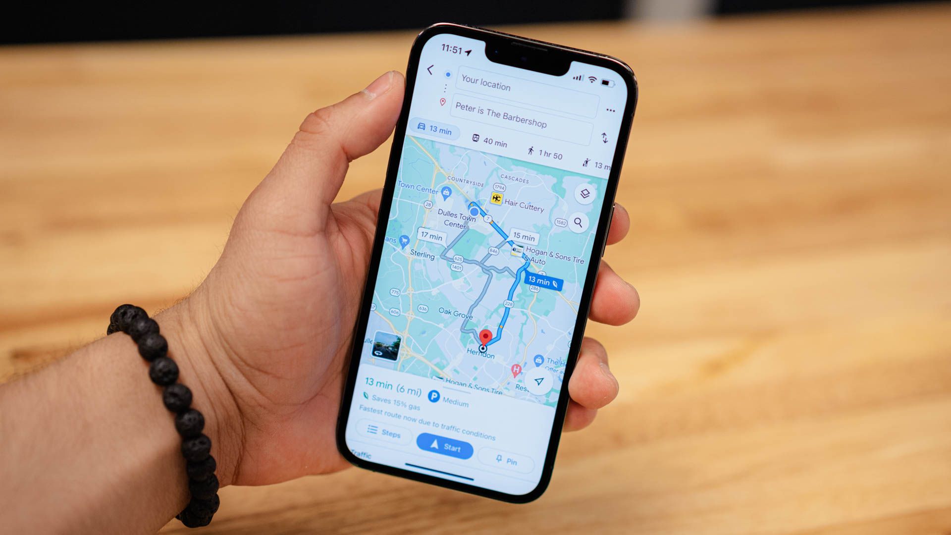 Google Maps open on a phone. 