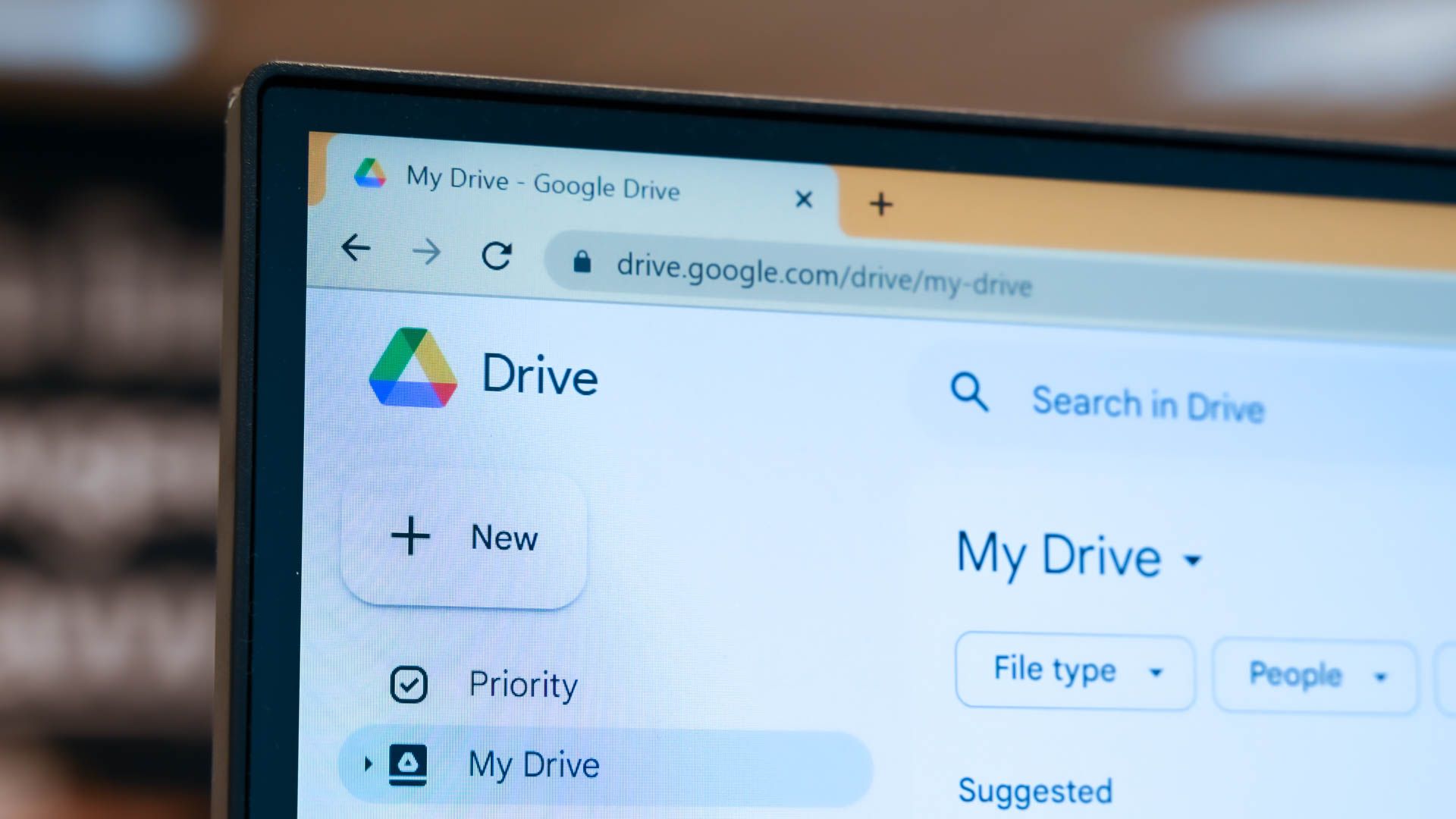 Google Drive on a laptop. 