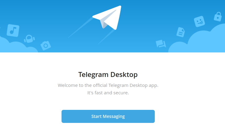 The Telegram desktop client first time start up window
