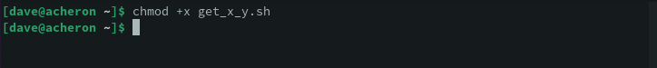 Using chmod to make teh get_x_y.sh script executable
