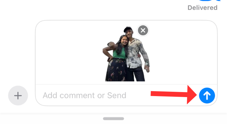 An arrow next to the send button in Apple Messages