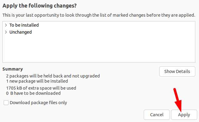 check the display summary of packages to be installed