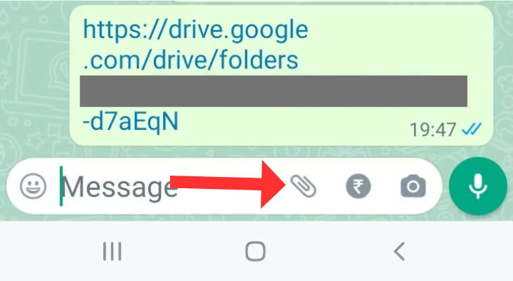 Arrow next to the attachment button in WhatsApp for Android