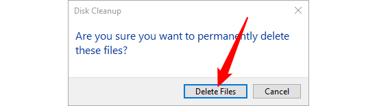 Confirm that you want to delete the temp files. 
