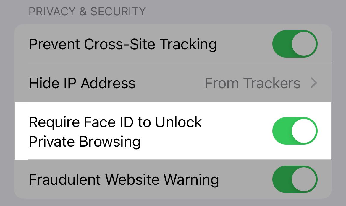 Use Face ID to lock your private browsing session