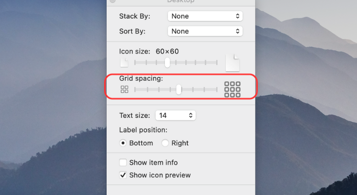 Grid spacing option in Show Live Options menu on MacBook