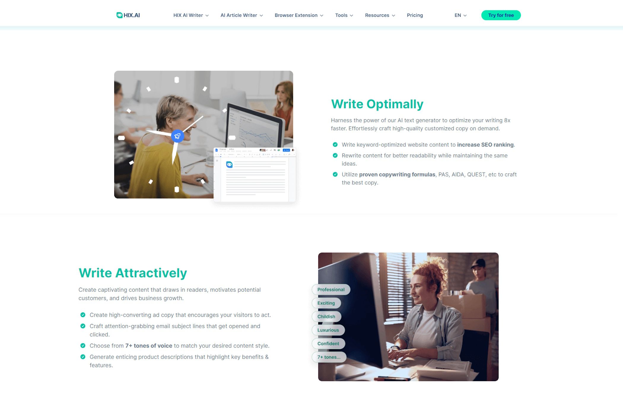 hix ai website screenshot